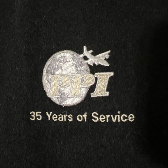 Port Authority Black Jacket Wool Blend Leather Sleeve Size L Aviation PPI Logo - Picture 3 of 12